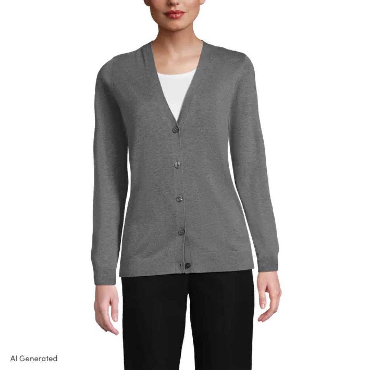 [16] Lands End Womens Cotton Modal V-neck Cardigan Sweater
